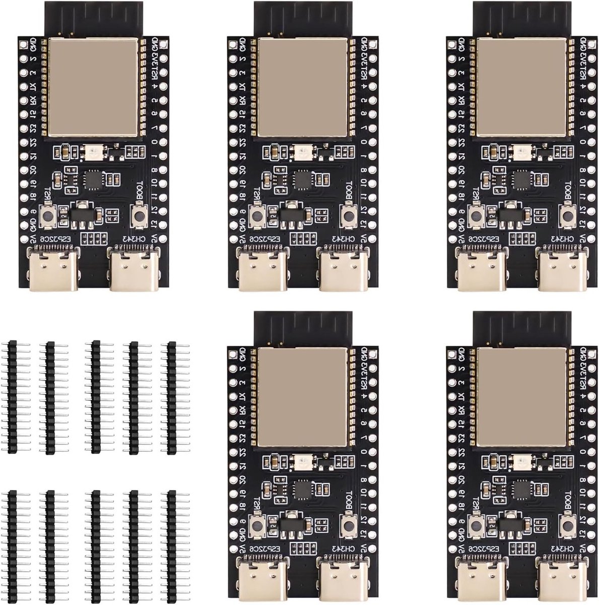 Ontwikkelkaarten voor WiFi en Bluetooth met ESP-32 C6, 512KB RAM, 4MB Flash en Type-C Interface, Geschikt voor Arduino (5 Stuks)