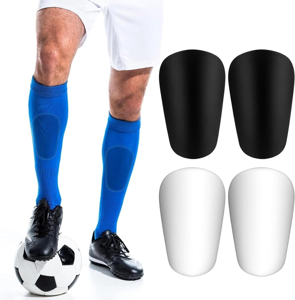 Set van 4 scheenbeschermers voor kinderen, antislip, comfortabel en lichtgewicht, ideaal voor voetbalbescherming voor kinderen en tieners
