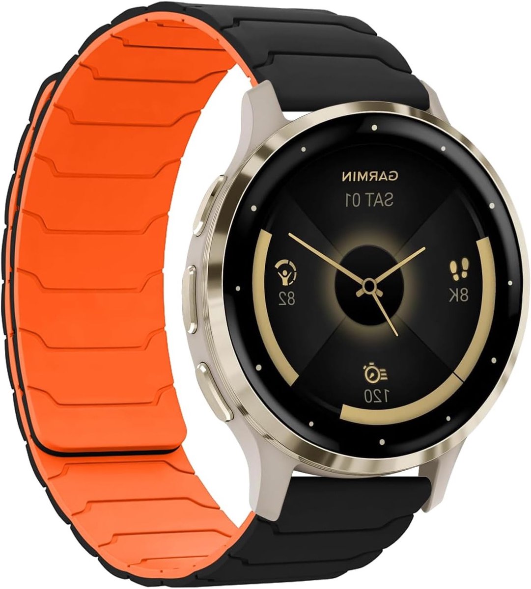 18mm Magnetische Horlogeband van Sterk Silicoon voor Huawei Watch GT 5 Pro en Garmin Venu 3S, Dubbele Magnetische Sluiting, Zwart, Geschikt voor Sport en Dagelijks Gebruik