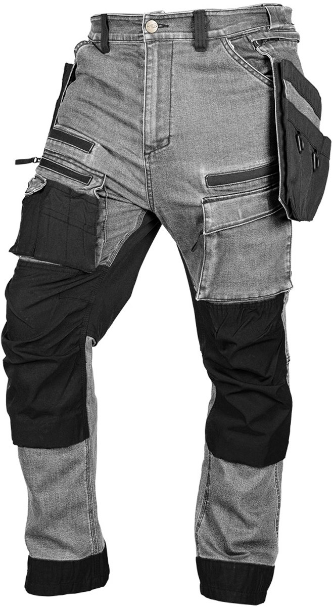 NEO TOOLS DENIM - Werkbroek - Cordura Versterkte - Afneembare Zakken - Grijs