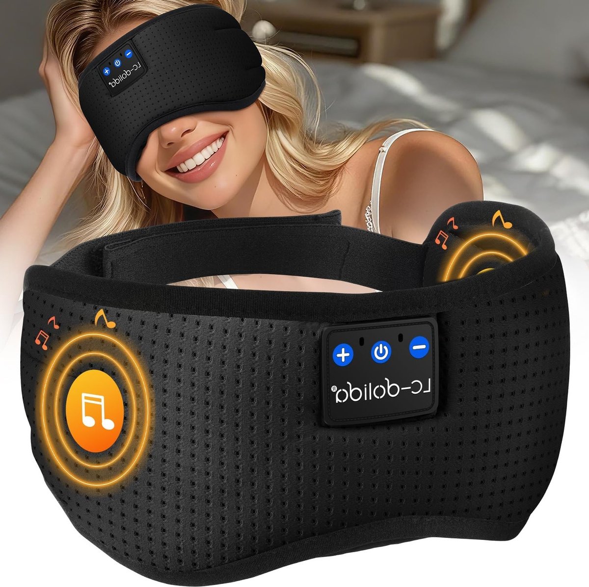 Draadloos Slaapmasker met Bluetooth, Hoofdtelefoon en Microfoon voor Diepe Slaap, Reizen en Meditatie, Ademend en Wasbaar