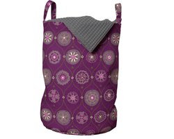 ABAKUHAUS oosterse waszak, versierd met versiering, wasmand met handvatten en trekkoord voor wasserettes, pruim en meerkleurig