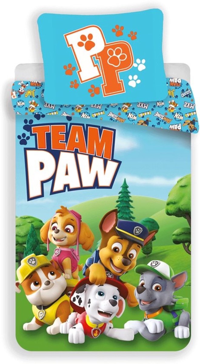 PAW Patrol Team Paw! dekbedovertrek - 140 x 200 cm - kussensloop 70 x 90 cm Multicolor