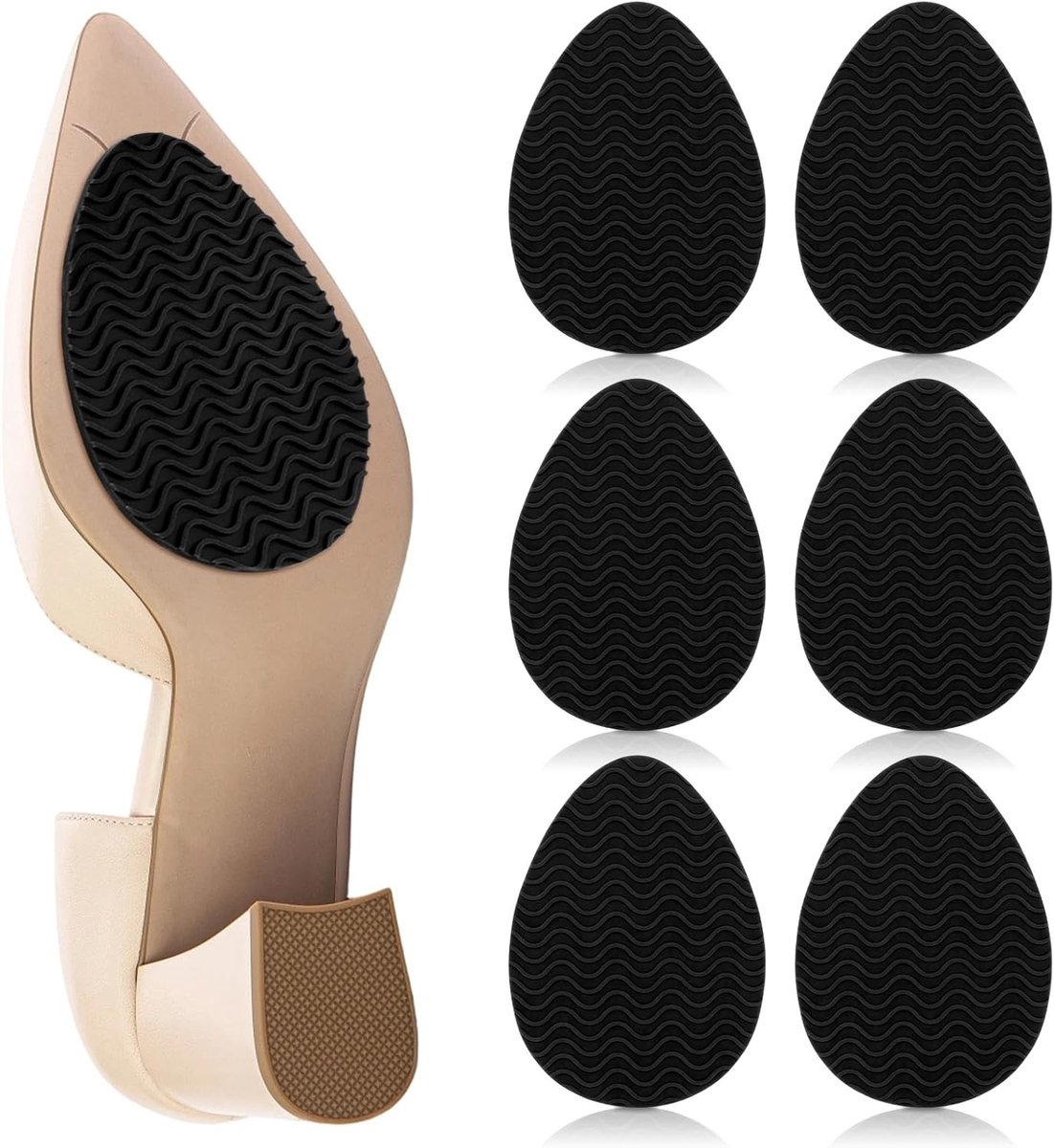 Set van 6 antislip rubberen zolen voor schoenen, zelfklevende zolen, comfortabele zoolkussens en reparatieoplossingen voor betere grip
