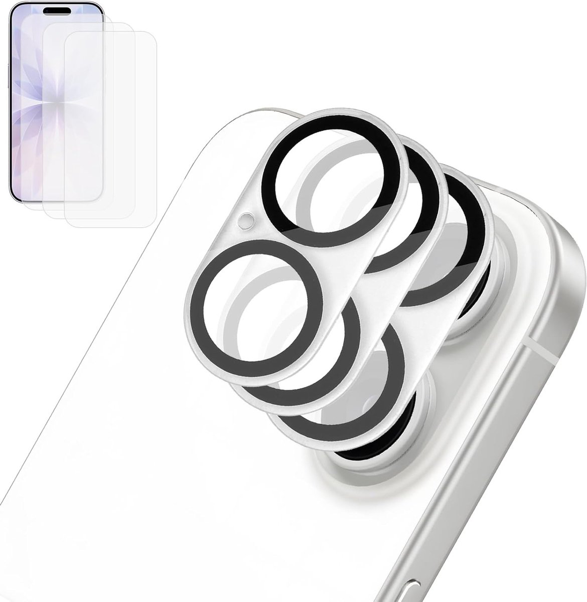 Temperd Glas Camera Bescherming 6.3 Inch 9H Hardheid, Krasbestendig en Bubbelsvrij, 3-Pack met Screen Protector en Camera Bescherming