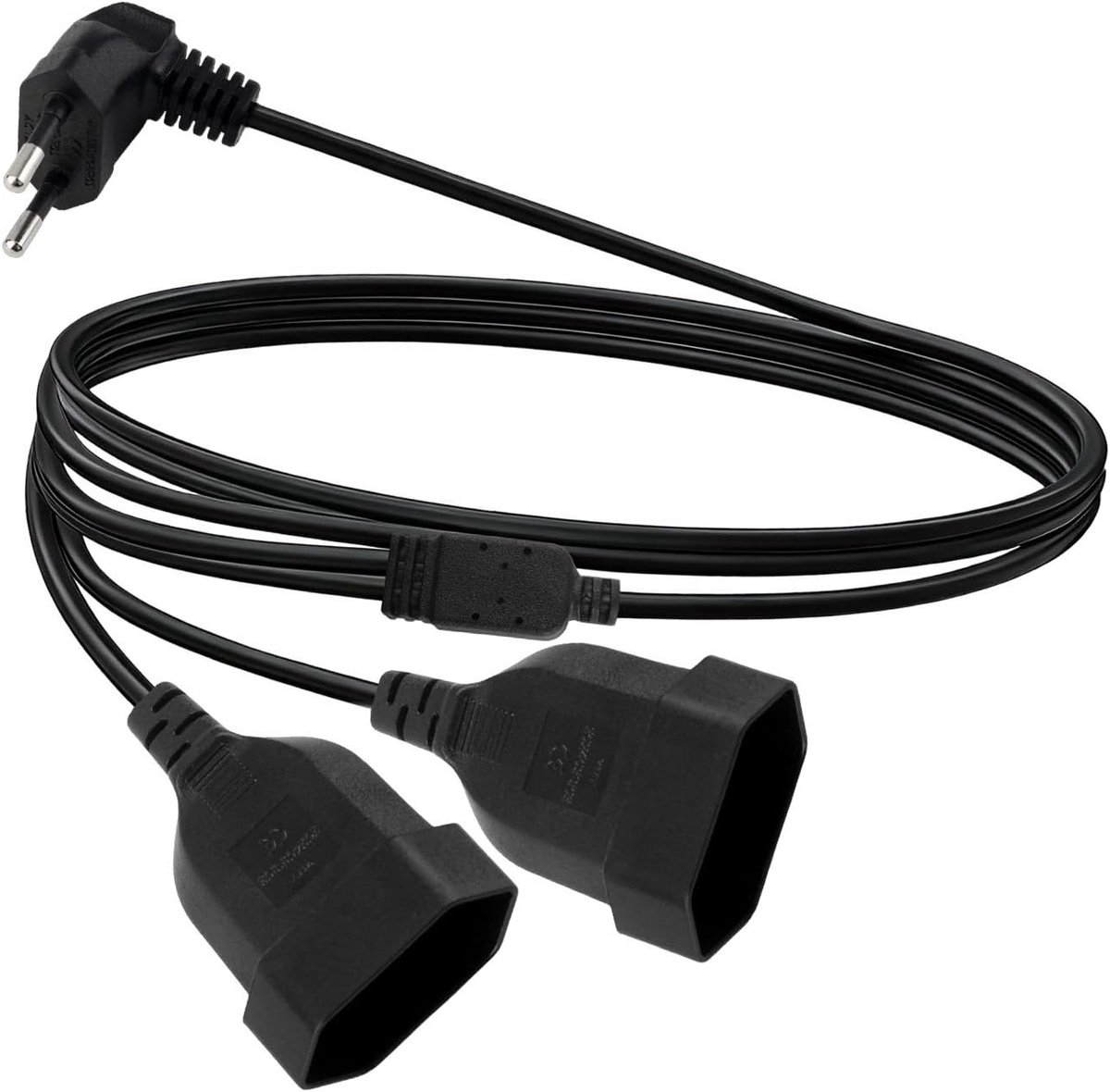 Platte verlengkabel - 2-in-1 stekker - Apparaten opladen - 90 graden design - 2 meter - Zwart