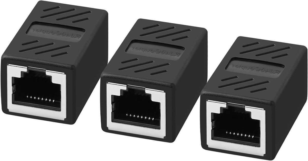 RJ45 Coupling Cat7 - 3 Stuks LAN Coupler voor Netwerkverbinding, Ethernet Kabel Verlenging en Connector voor Cat 7, Cat 6, Cat 5 en Cat 5e