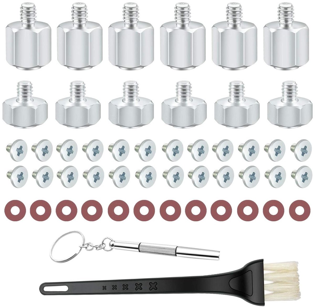 Complete Schroefset voor M.2 SSD/NVMe Bevestiging met Schroevendraaier en Reinigingsborstel voor PC Moederborden (6x 5mm, 6x 2.5mm)
