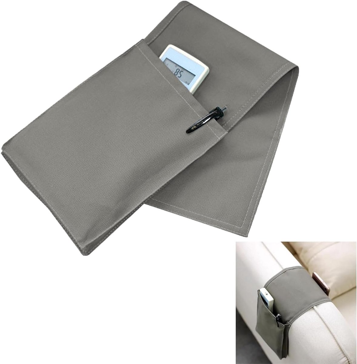 Praktische Organizer voor Armleuning, Opbergzak voor Afstandsbedieningen, Mobiele Telefoons en Pennen, Geschikt voor Bank, Stoel en Bed (Grijs)