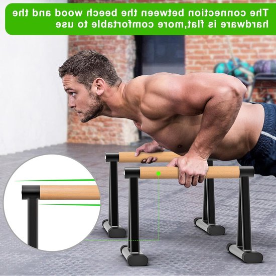 Push-up Steunen voor Calisthenics, Parallettes Bars voor L-Sit en Dip Bar, Ideaal voor Krachttraining en Thuis Gym Oefeningen — afbeelding 3