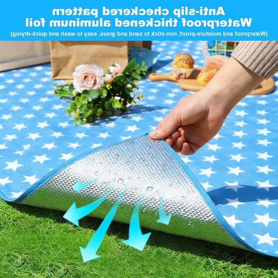 Geïsoleerde campingmat 90 x 200 cm, waterdichte slaapmat met 3-laags vochtbescherming, perfect voor tent en picknick — afbeelding 3