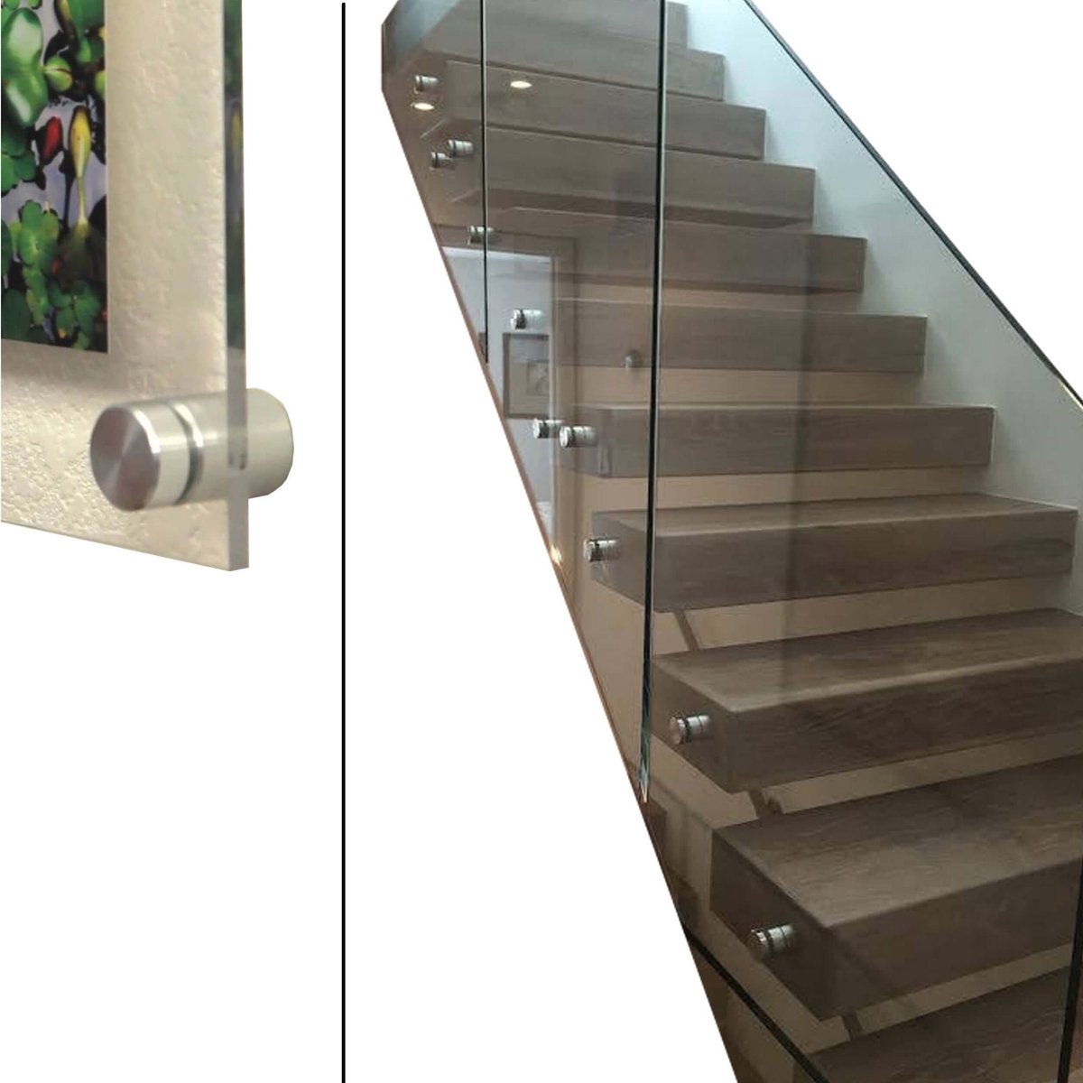 Store_9 - Mirror mounts - Spiegels bevestigen - Elegante uitstraling - Brushed stainless steel - Wandmontage - Geschikt voor glas en acryl