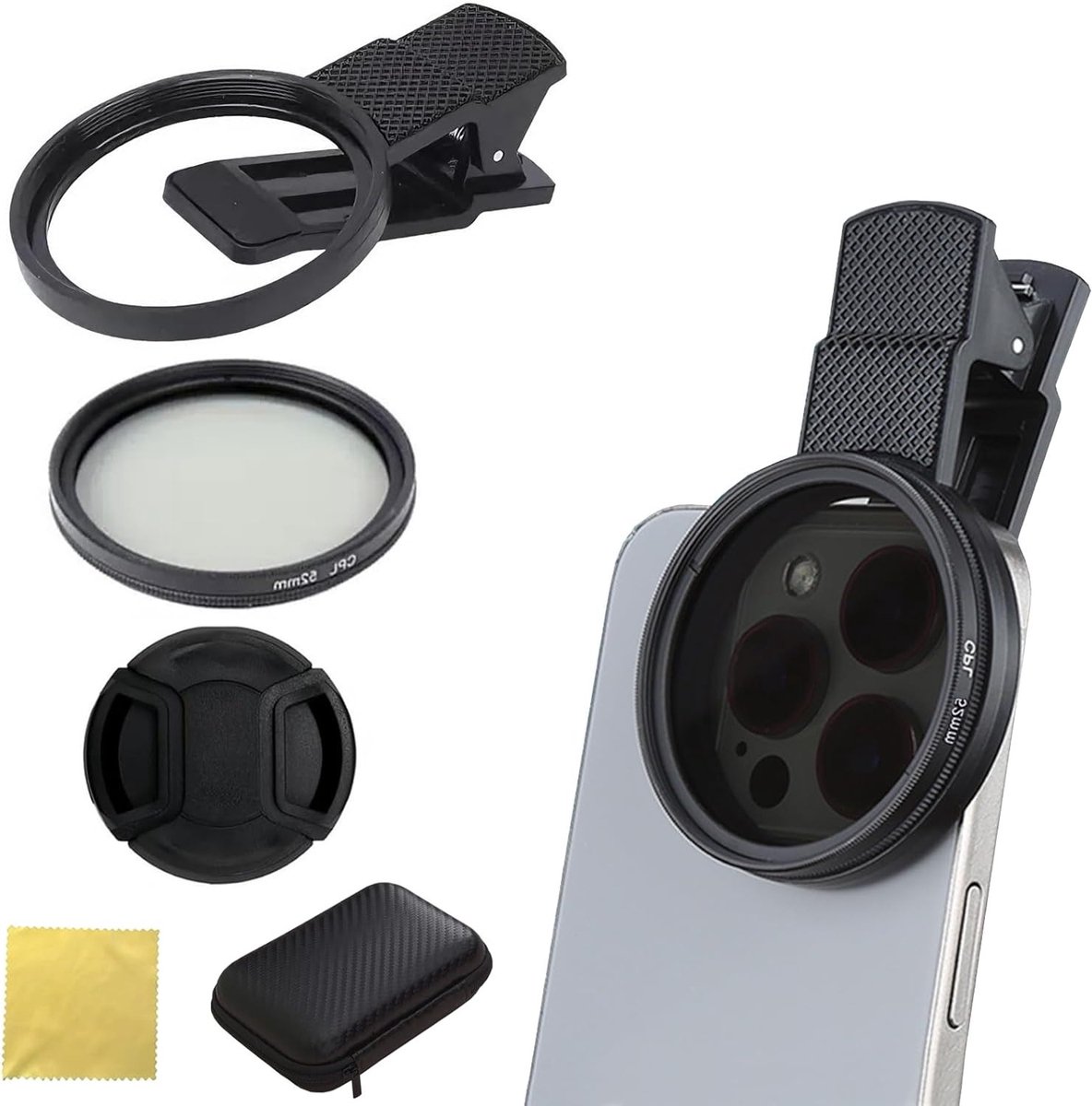 Professionele 52mm ND en CPL Filters voor Mobiele Telefoons, Draagbare Polarisatie en Optische Glazen Lens voor Verbeterde Fotografie en Videografie