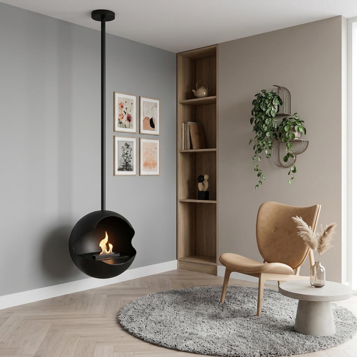 Xaralyn Halo Base - hangende bio-ethanol haard - plafondhaard - modern rond design
