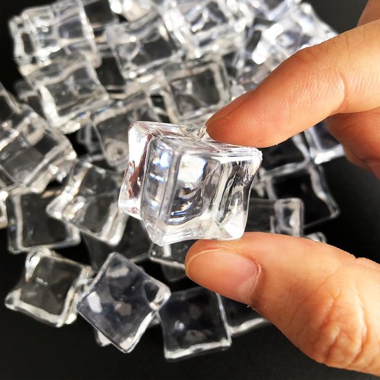 50 Stuks Acryl IJsblokjes voor Decoratie, Herbruikbare Plastic IJsblokjes voor Bar, Whisky en Wijn Glas Decoratie van Merkloos — afbeelding 3