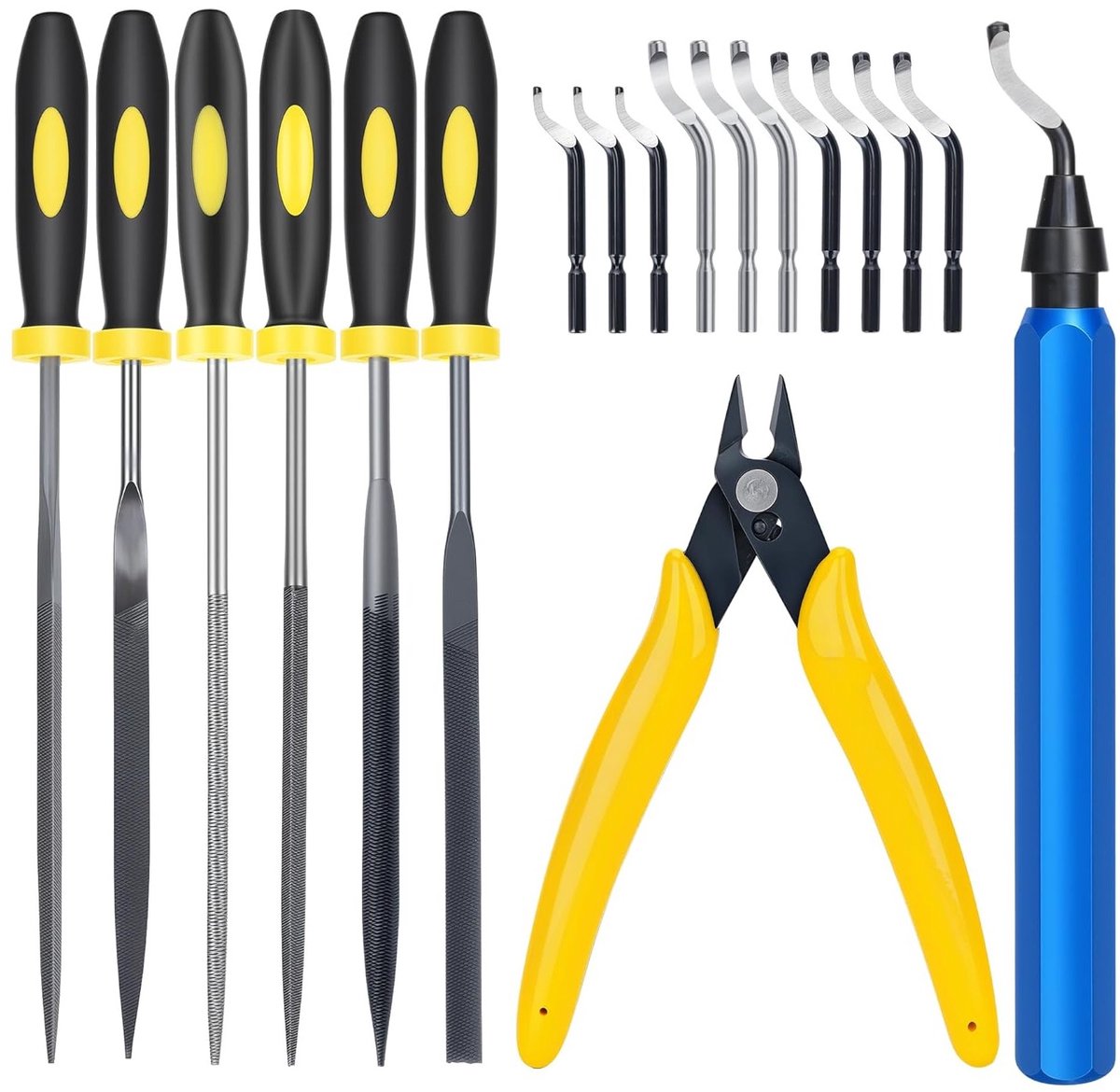 Professionele Deburring Tool Set voor 3D Printen - 18 Stuks met 6 Vijl Set voor Reinigen en Polijsten van Harsen