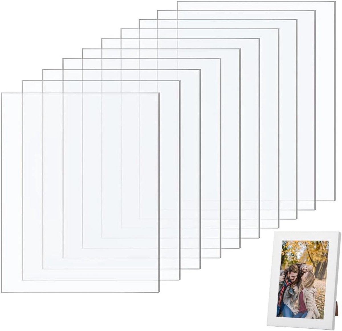 Ultraheldere Plexiglas Platen, 10 Stuks, Vierkant 15 cm x 10 cm, 1 mm Dikte voor Fotolijsten en Schilderijen