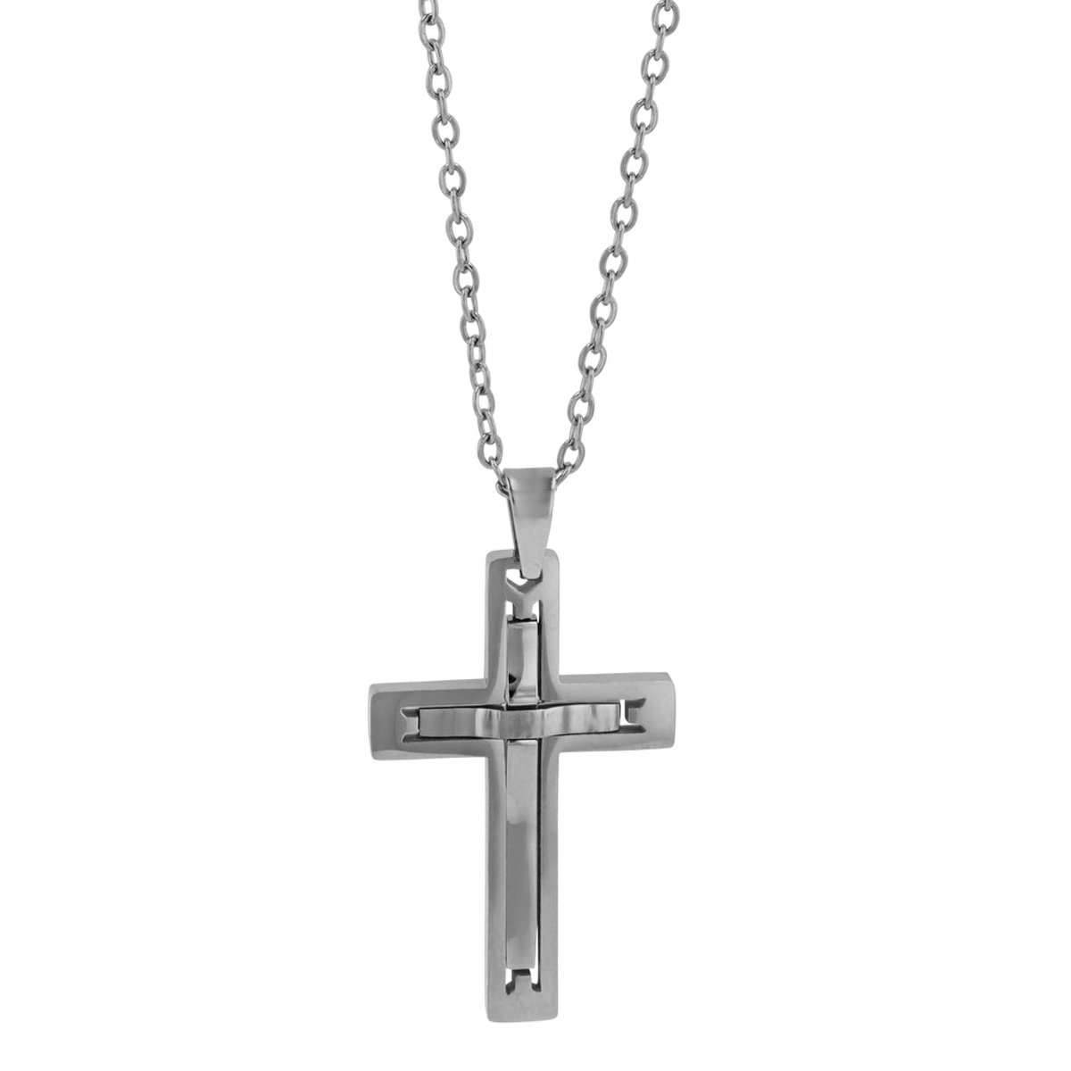 AKZENT Akzent dames ketting met hanger Devin ankerketting, roestvrij staal, kruishanger, 43 + 5 cm