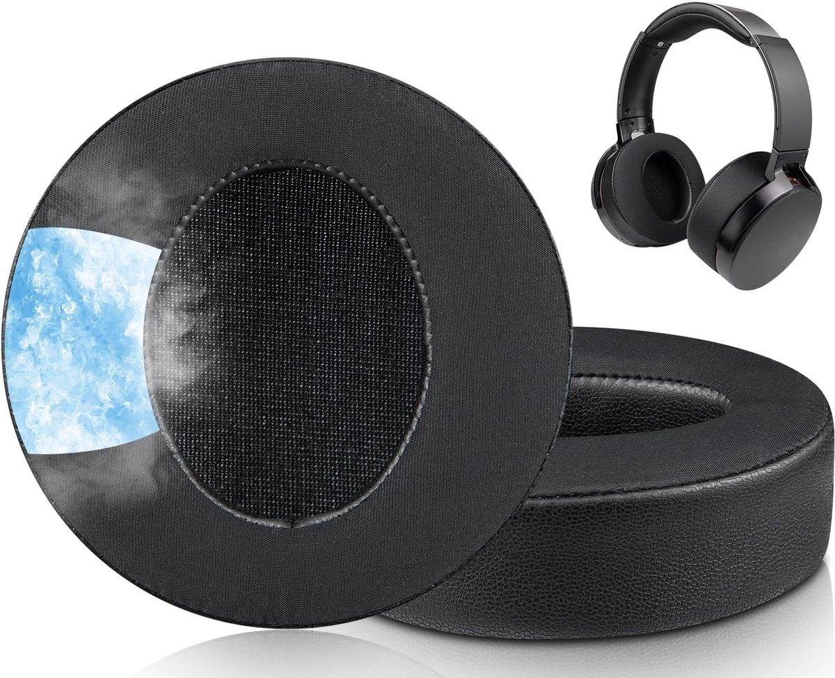 Vervangende Oorkussens van Koel Gel voor Over-Ear Hoofdtelefoons met Geluidisolatie en Geheugenfoam - Zwart