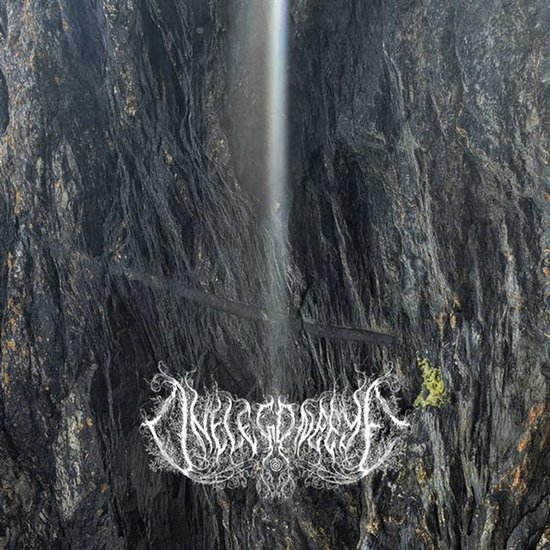 Albumcover met een donkere, rotsachtige bergwand met een waterval en de bandnaam 'INEGCDAMAE' in sierlijke, witte letters.