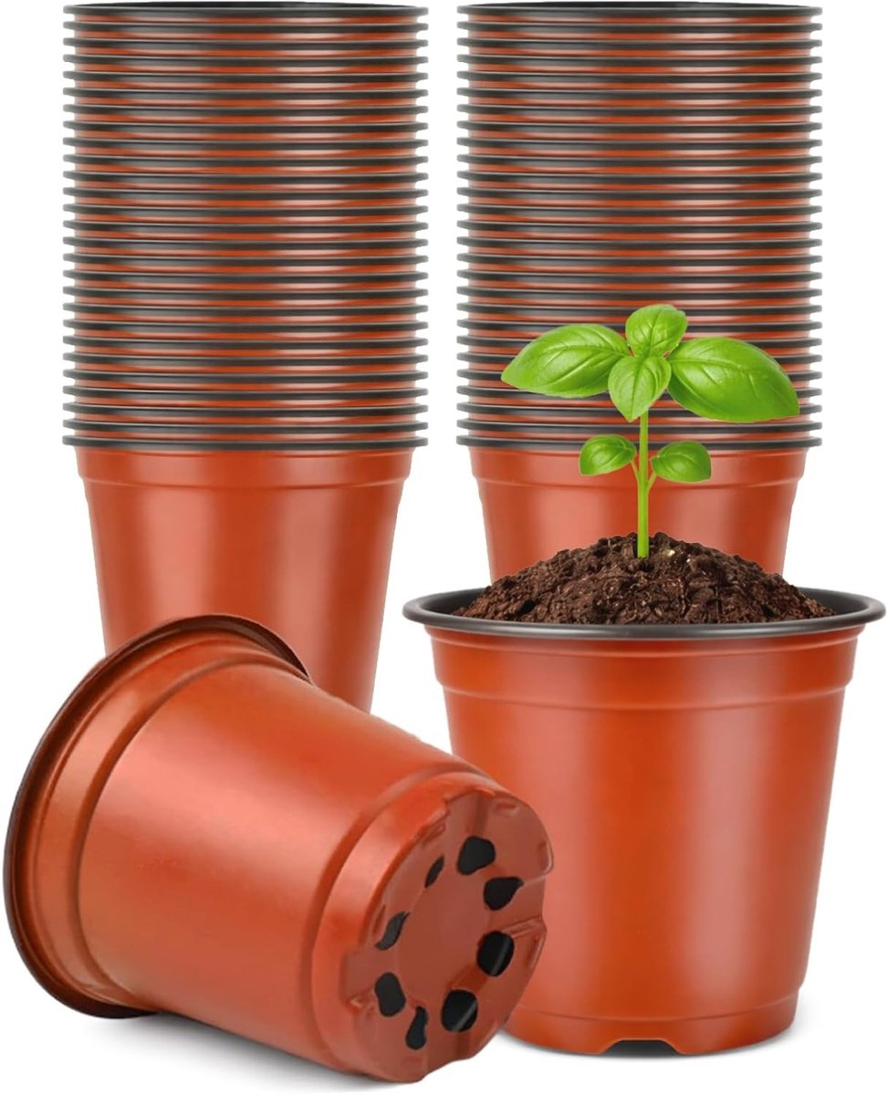 100 Stuks Plastic Plant Potten 10 cm voor Zaailingen, Bloemen, Groenten en Vetplanten