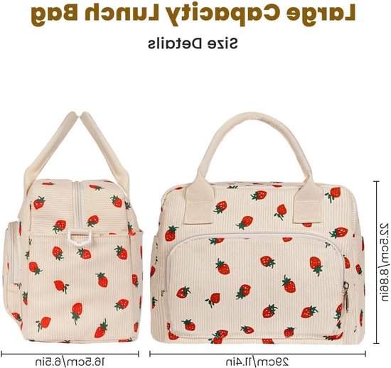 Geïsoleerde lunchtas 10,7 liter - Draagbare picknicktas met verstelbare schouderriem - Opvouwbare lunchbox voor werk, school en reizen van Merkloos — afbeelding 3