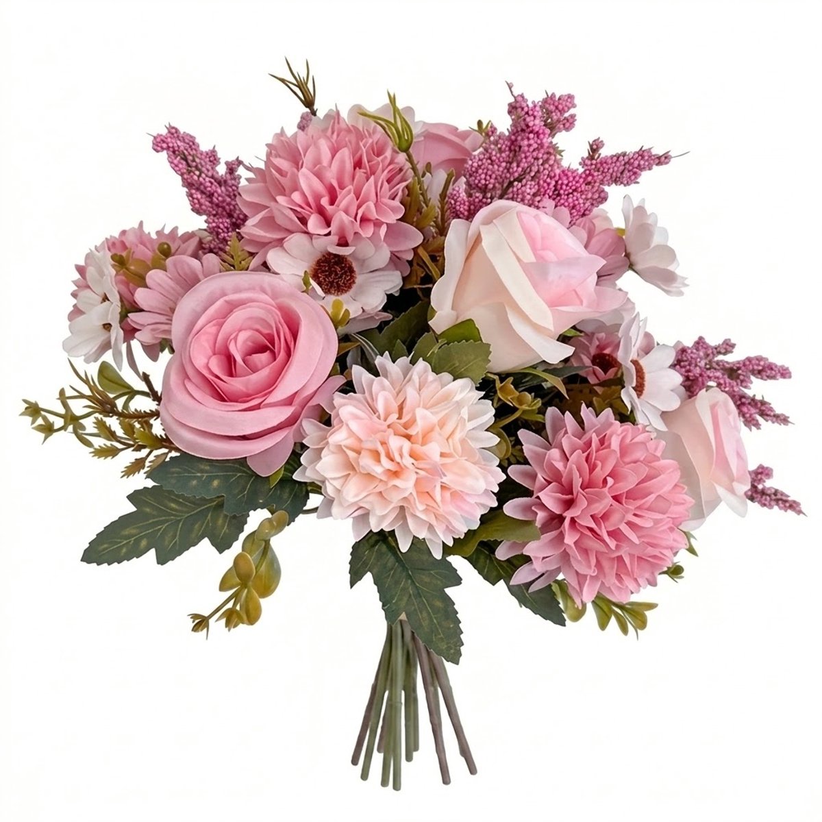 Roze kunstbloemen boeket rozen en gemengde bloemen kunstbloemen decoratie voor interieur vaas tafel bruiloft bloemstuk