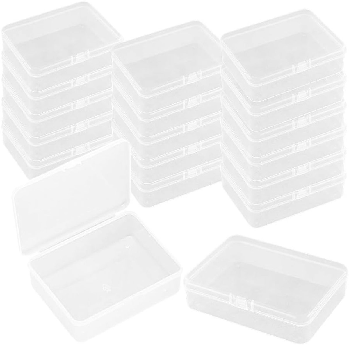 18-delige Plastic Doosjes voor Kralen, Duidelijke Opslagcontainers met Scharnierdeksel voor Knutselen, Sieraden en Hobby's (75*51*20mm)