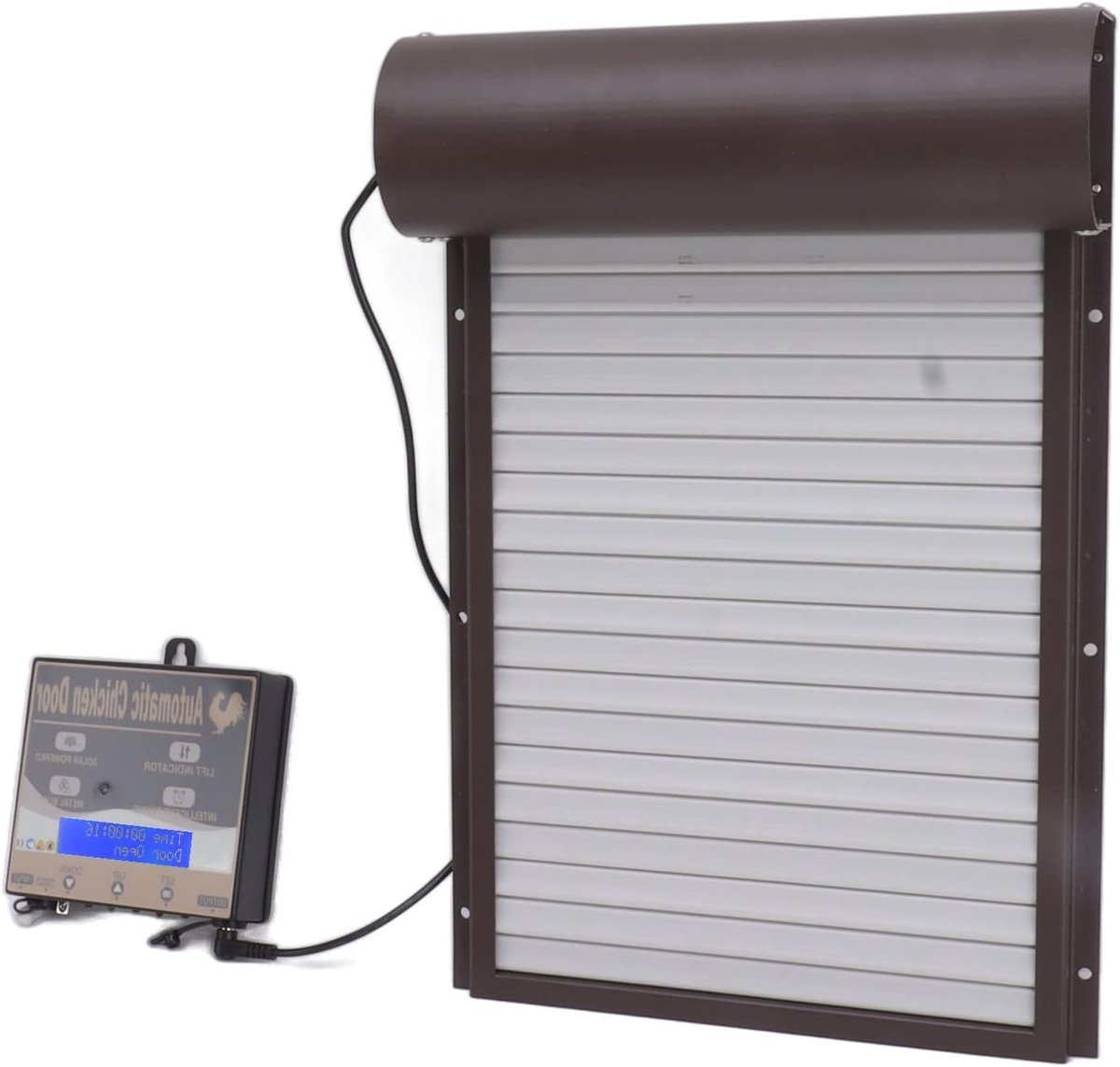 Automatische Deuropener voor Kippenhok, 3-in-1 Multi-Kippenklep met Lichtdetectie, Timer en Afstandsbediening, Bruin en Duurzaam