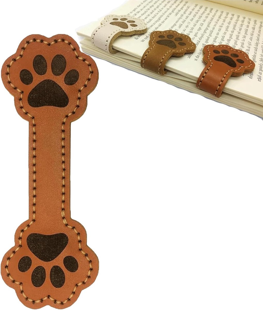 Magnetische Boekenleggers met Hondenpootjes van Leer, Schattige Boekenclips en Leuke Boekaccessoires voor Boekenliefhebbers, Perfecte Cadeaus