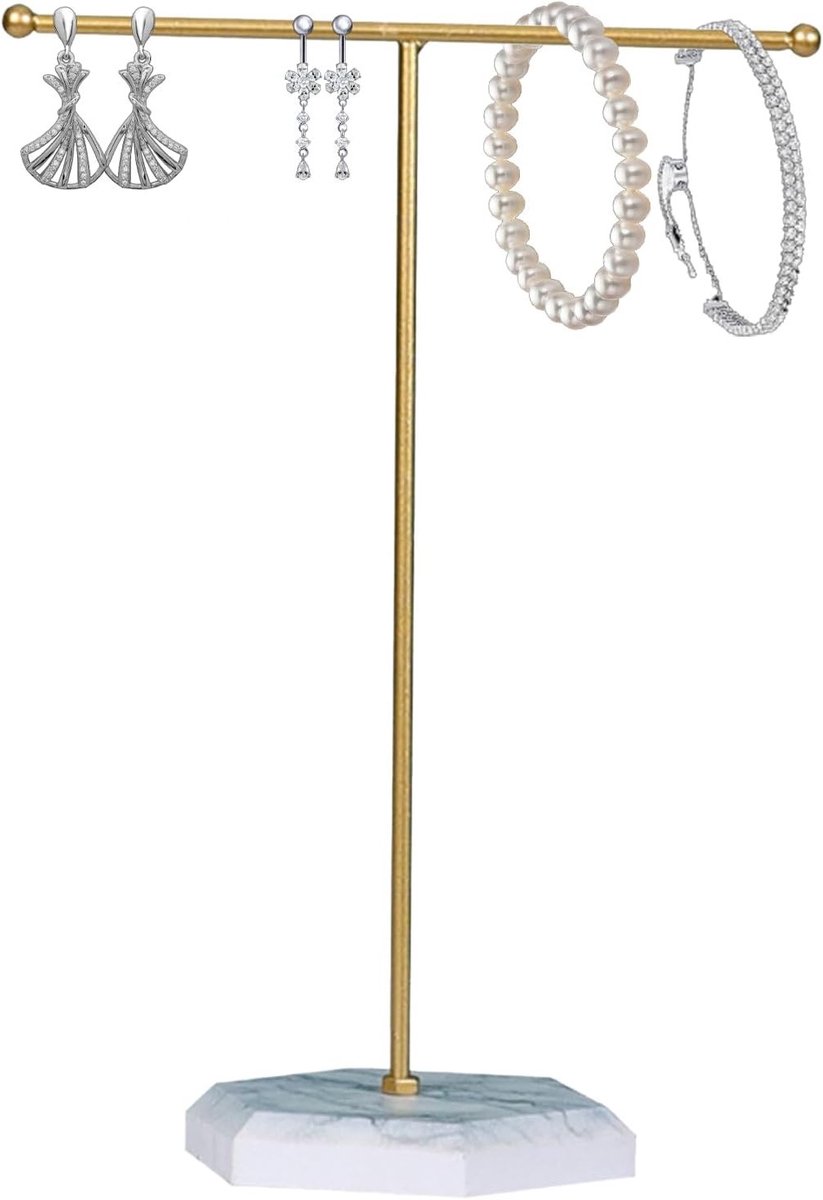 Sieradenstandaard voor kettingen, oorbellen en armbanden - metalen T-bar houder voor sieraden en accessoires