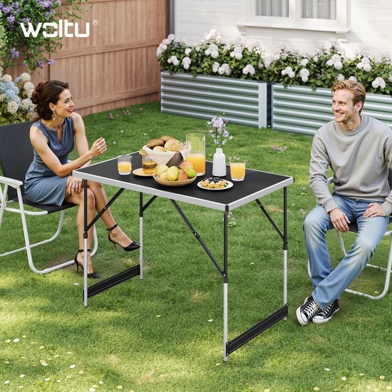 RosaBloom campingtafel - Klaptafel - Vouwtafel - Picknicktafel - BBQ Tafel - Verstelbaar - Aluminium - 100x60x73-94 cm - Zwart — afbeelding 3
