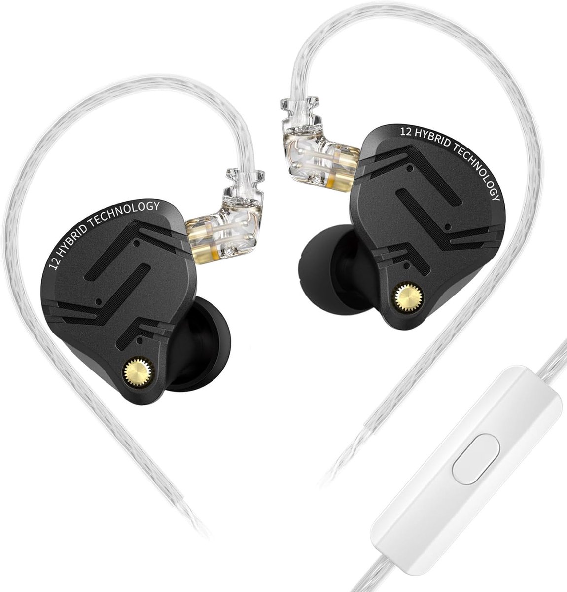 KZ ZS12 Pro - In-Ear Monitor - Met Microfoon - IEM - met HiFi Geluid - Dynamische Drivers - Metaal Design - Incl Kabel & Eartips - Zwart