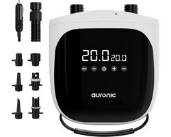 Auronic Elektrische SUP Pomp 12V - 20 PSI - Luchtpomp voor SUP Board, Kajak, Luchtbed en Tent - Automatische Drukregeling - Opblazen & Leegzuigen - Wit