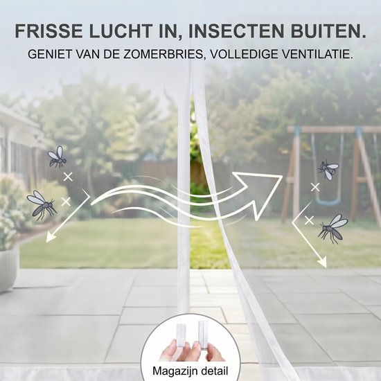 MUPOO Vliegengordijn Magnetisch - Hor Deur Schuifdeur met Verzwaarde Zoom- Zelfsluitend & Zonder Boren -hordeuren voor Schuifpui & Franse Deuren- 97x210 cm -Wit-1 stuk van Merkloos — afbeelding 2