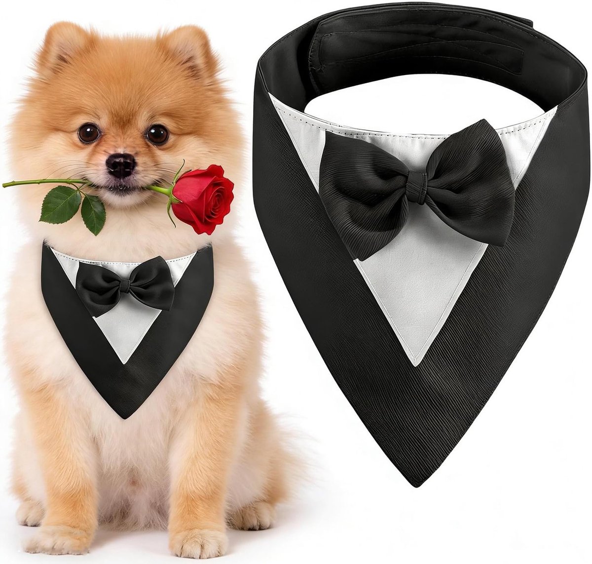 Elegante Tuxedo voor Honden met Strik - Perfect voor Trouwen, Verjaardagen en Feestjes voor Kleine Honden (Hals: 20-30 cm/ Zwart)