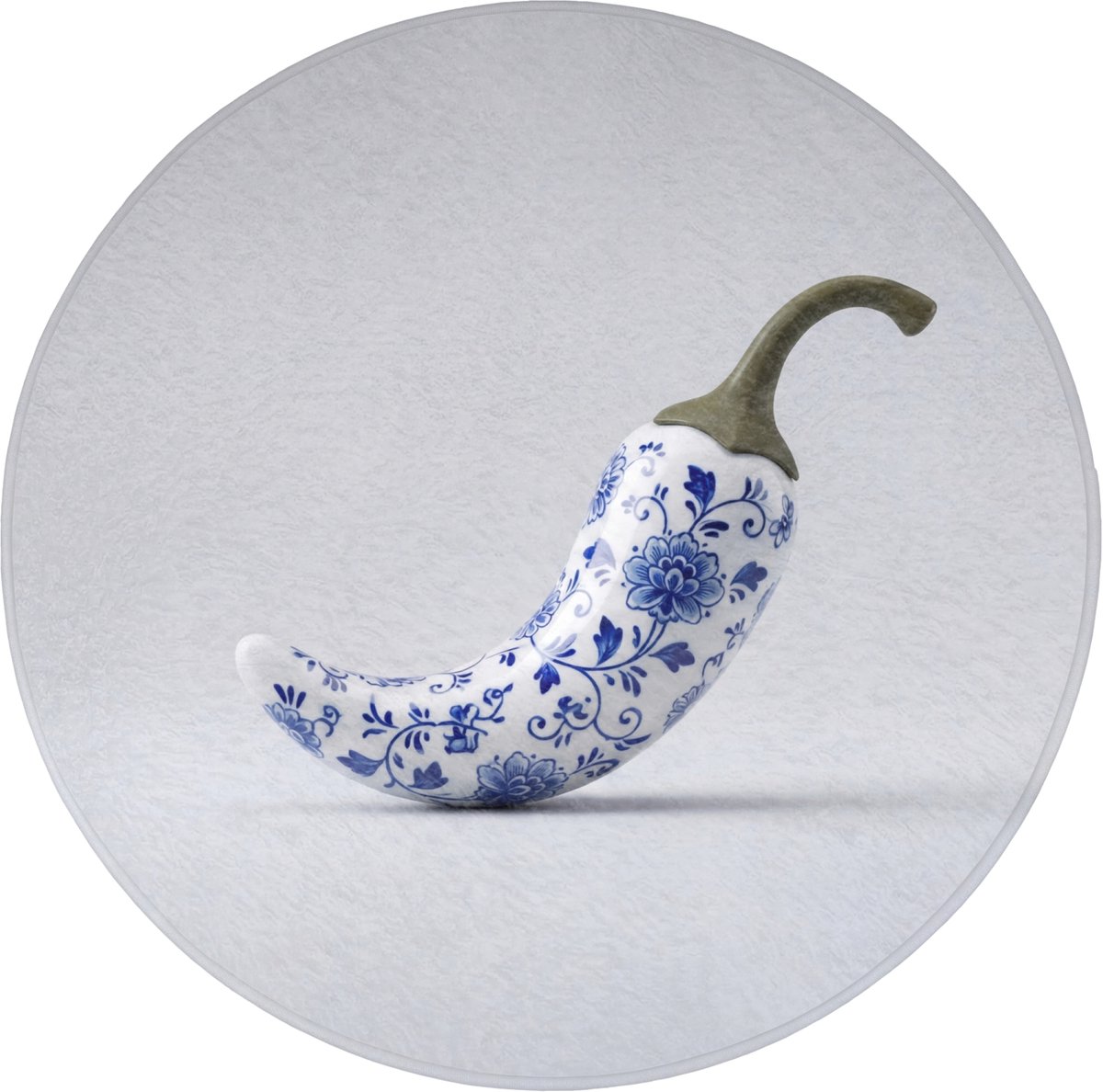 WC mat rond 70x70 cm - Antislip - Chilipeper - Keramiek - Blauw - Toiletmat - Vloermat - Douchemat - Toilet tapijt - Toiletmatten