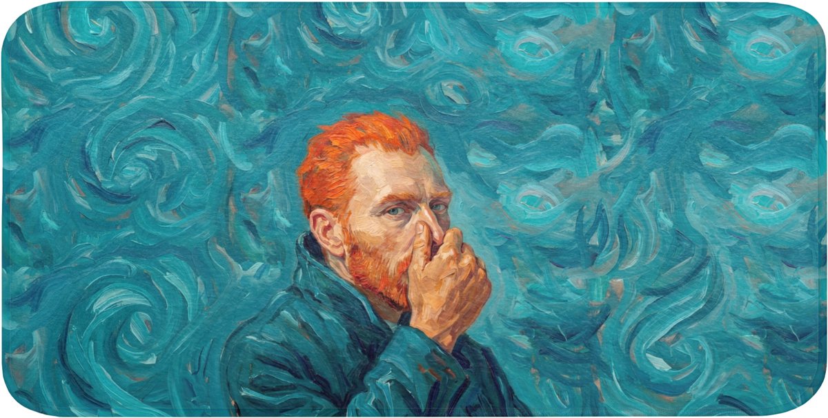 Badmat 120x60 cm - Antislip - Portret - Klassiek - Blauw - Badmatten voor badkamer - Badkamermat - Douchemat - Badkamer mat