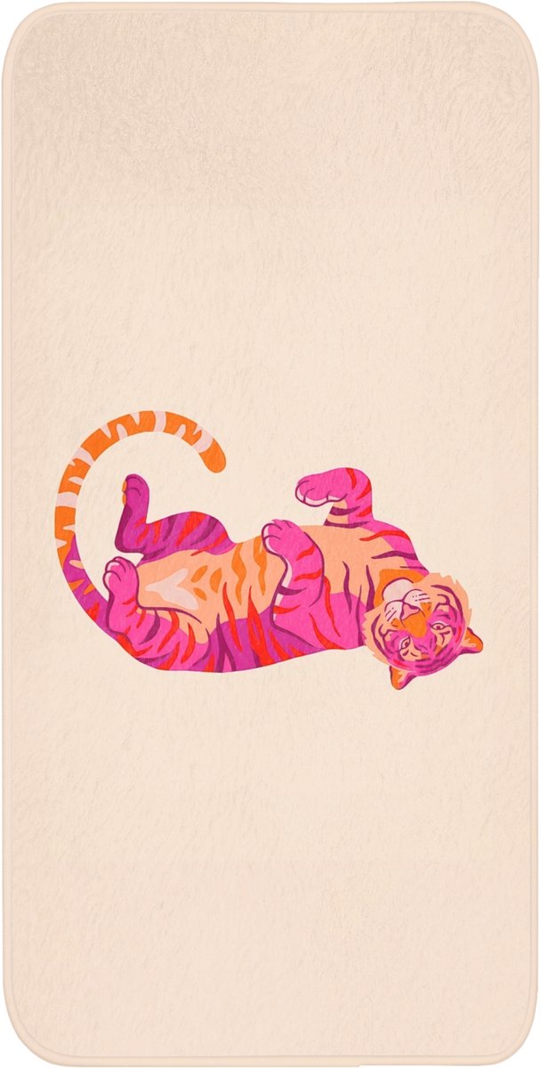 Badmat 60x120 cm - Antislip - Tijger - Roze - Oranje - Badmatten voor badkamer - Badkamermat - Douchemat - Badkamer mat