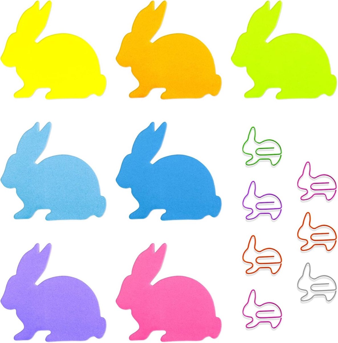 Schattige Konijn Sticky Notes met Paper Clips, 7 Pack Dieren Zelfklevende Notities, Index Tabs en Memo Pads voor Organisatie en Aantekeningen, 210 Vellen