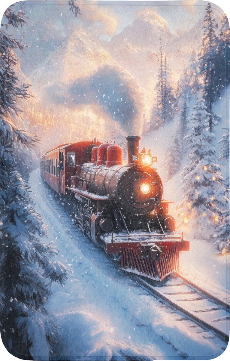 WC mat 50x80 cm - Antislip - Kersttrein - Sneeuw - Winter - Kerst - Toiletmat - Vloermat -