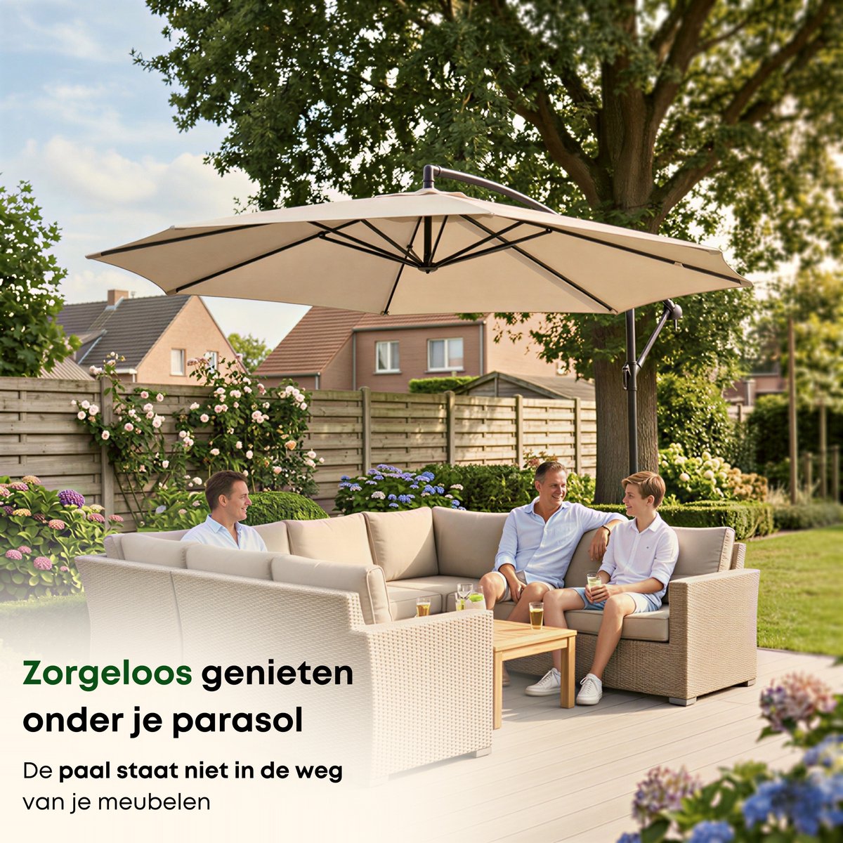 ACAZA Parasol - Zweefparasol - Beige thumbnail 3