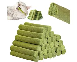 Natuurlijke Kattengras Sticks - 30 Stuks Freeze-Droog Snacks voor Tandverzorging, Haarbal Verwijdering en Gezonde Spijsvertering met Kip en Visolie