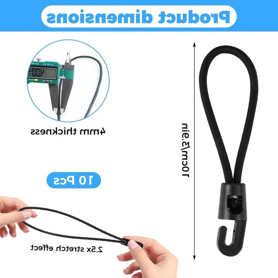 Multifunctionele Bungee Koorden met Haken - 20 Stuks Elastische Tensioners voor Zeilen, Tentbevestiging en Outdoor Gebruik van Merkloos — afbeelding 5