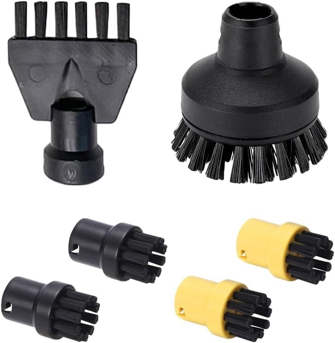 Set van 6 Accessoires voor Stoomreinigers, Inclusief Ronde Borstel, Vervangonderdelen voor Diverse Modellen, Geschikt voor Efficiënte Stoomreiniging en Onderhoud