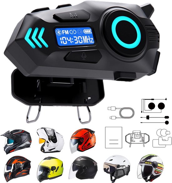 Fokelyi-Motorhelm Headset-Bluetooth 6.0- Intercom - Waterdicht IP66- Met Microfoon voor Helm- Intercom Motor Helm , Scooter