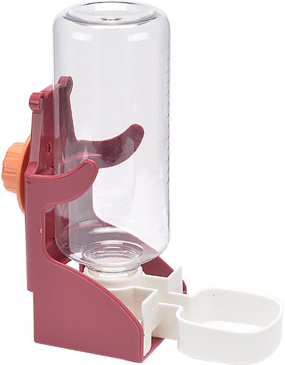 Vogel voederstation – Waterdispenser – Water Feeder-Drinkfles – Voor konijnen met anti-druppelontwerp – Drinkfles voor hamsters met standaard – Drinkoplossing voor kleine huisdieren – Duurzame kunststof constructie – Inhoud 500 ml – Rood