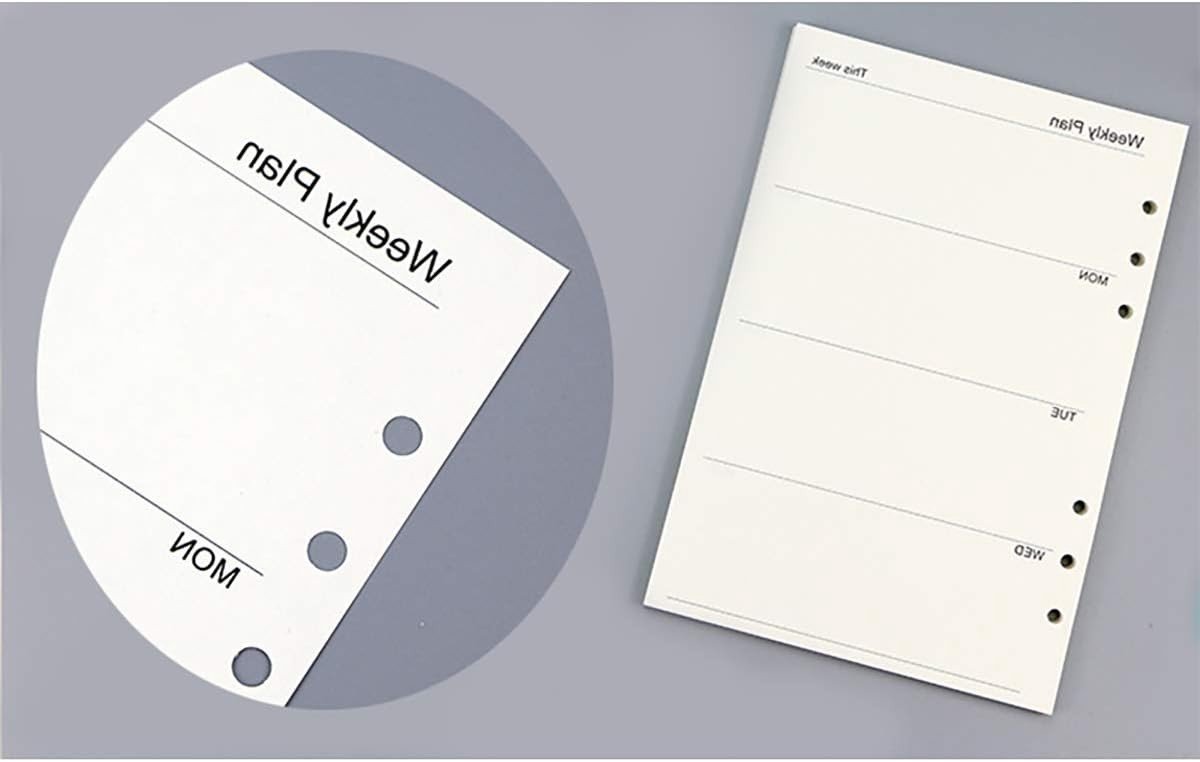 Wekelijkse Planner A5 met 40 Bladen en 6 Gaten voor Effectieve Afspraakplanning en Organisatie, Maand/Week/Dag Indeling