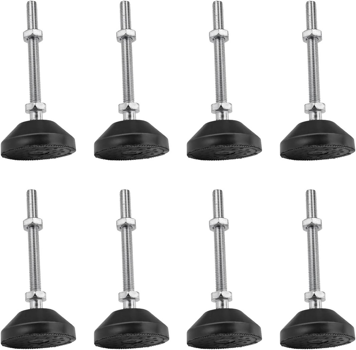 8 Stuks Verstelbare Doppen voor Meubels, M8×50mm, Ronde Vernikkelde Schroeven voor Meubels en Fitnessapparatuur