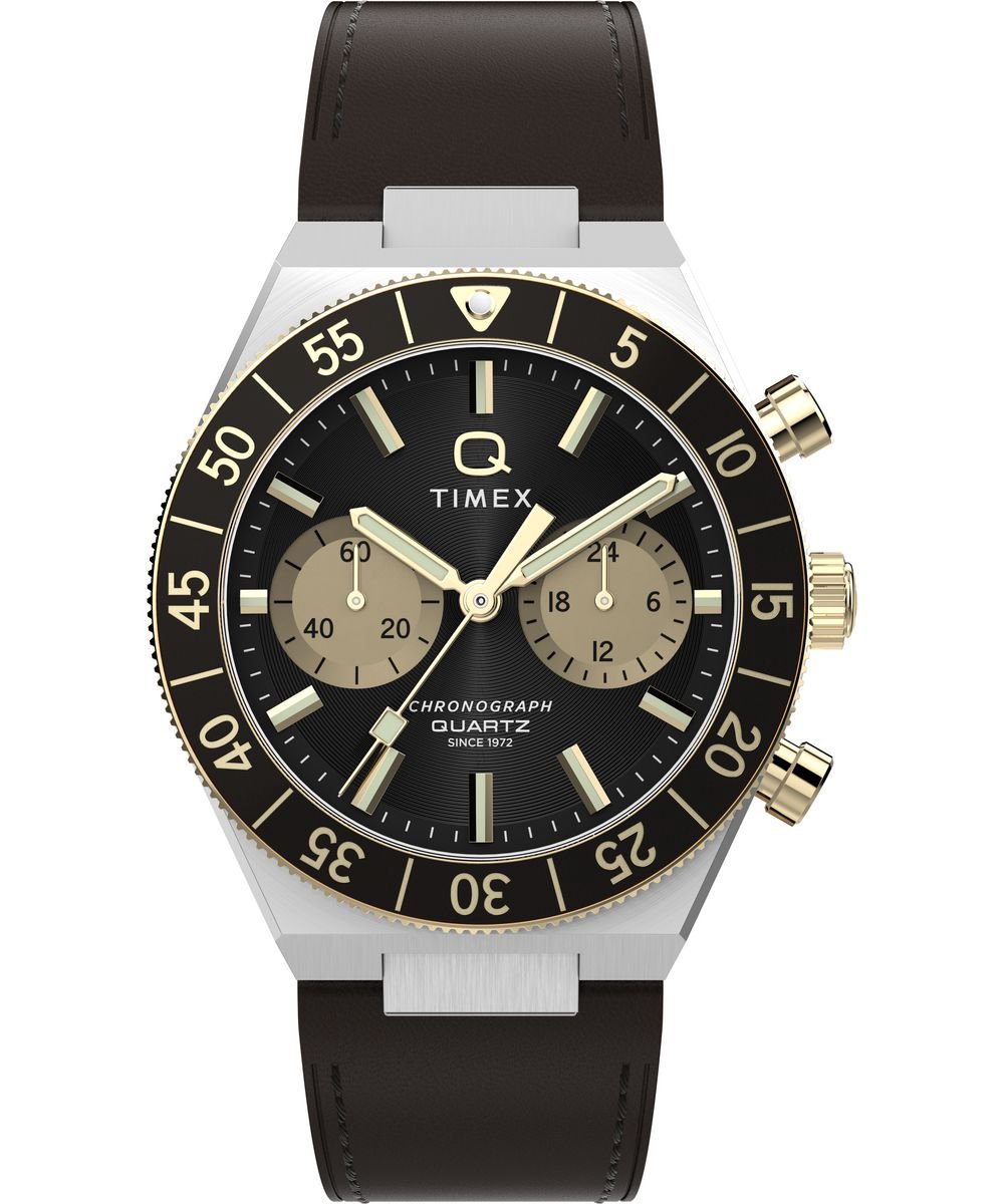 Timex Q Timex Continental TW2Y56000 Horloge - Leer - Bruin - Ø 40 mm